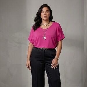 Soyaconcept Pink Oversized Scoop Neck Top | Size XL